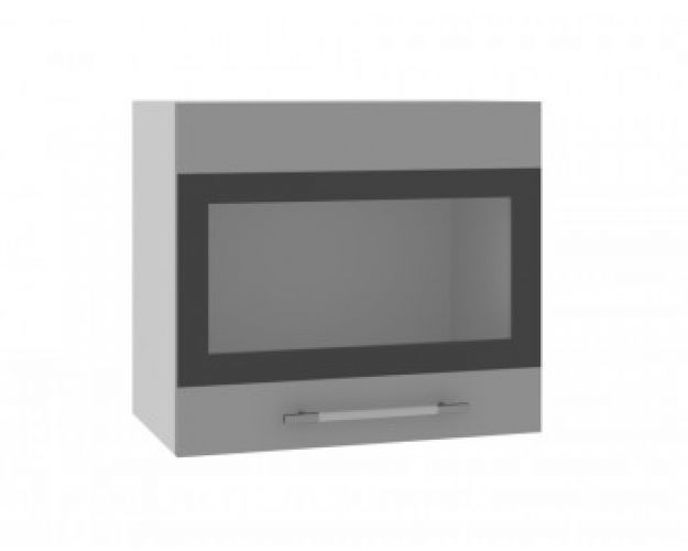 Ройс ВПГСФ 500 Шкаф верхний горизонтальный со стеклом с фотопечатью высокий (Виноград софт/корпус Серый)