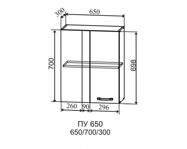 Гарда ПУ 650 шкаф верхний угловой (Джинс/корпус Серый)