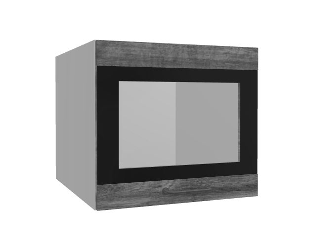 Лофт ВПГСФ 500 шкаф верхний горизонтальный со стеклом высокий с фотопечатью (Дуб бурый/корпус Серый)