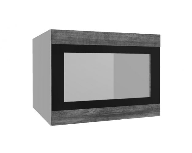 Лофт ВПГСФ 600 шкаф верхний горизонтальный со стеклом высокий с фотопечатью (Дуб бурый/корпус Серый)