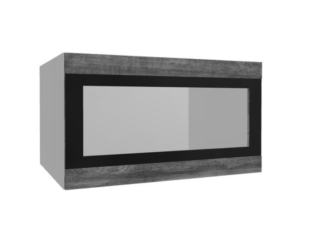 Лофт ВПГСФ 800 шкаф верхний горизонтальный со стеклом высокий с фотопечатью (Дуб бурый/корпус Серый)