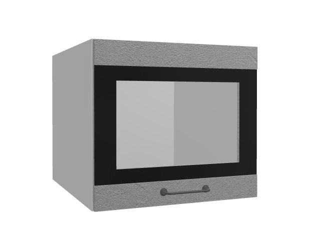 Лофт ВПГСФ 500 шкаф верхний горизонтальный со стеклом высокий с фотопечатью (Штукатурка серая/корпус Серый)