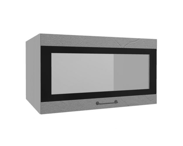 Лофт ВПГСФ 800 шкаф верхний горизонтальный со стеклом высокий с фотопечатью (Штукатурка серая/корпус Серый)