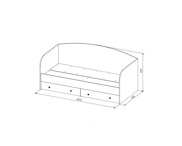 Кровать с ящиками ДКД 2000.1 Лавис (Белый софт/Персик софт/корпус Дуб бунратти)