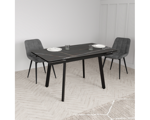 Стол раздвижной Лорд серо-золотой мрамор