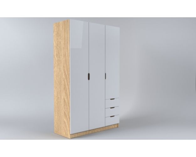 Шкаф 3-х створчатый с ящиками Лофт (Белый/корпус Дуб Сонома)