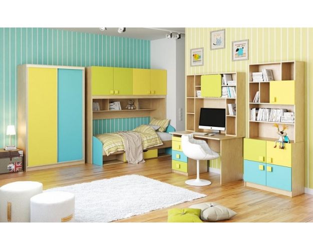 Детская комната Смайли (Желтый/Голубой/Зеленый/корпус Клен) в Новосибирске