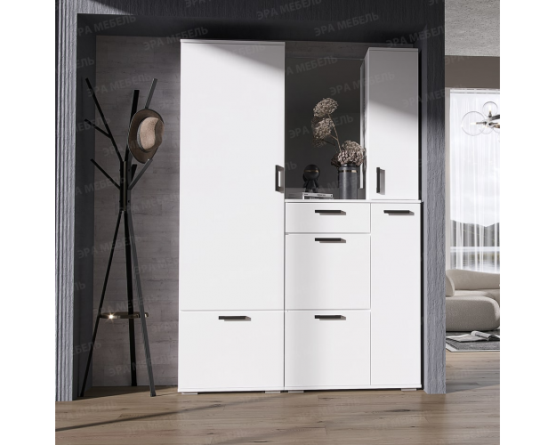 Полка с зеркалом Ника ПЗ 800 белый гладкий Полка с зеркалом Ника ПЗ 800 белый гладкий