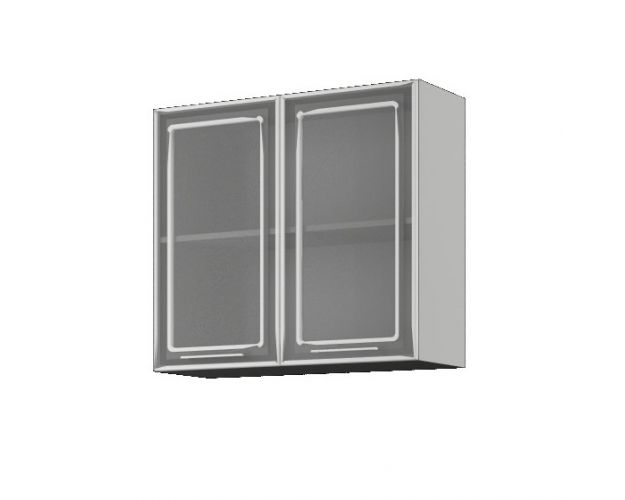 Барселона ШВС 800 Шкаф верхний со стеклом (Седой клён/корпус Белый)