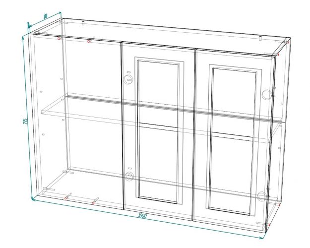 Барселона ШВУПС 1000 Шкаф верхний угловой со стеклом (Голубой тик/корпус Белый)