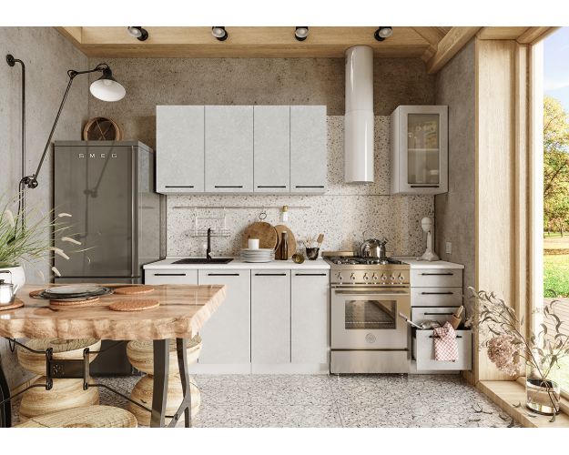 Кухонный гарнитур Нувель 1800мм белый/бетон белый