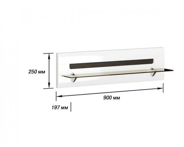 Полка навесная 2 Стокгольм белый глянец / венге