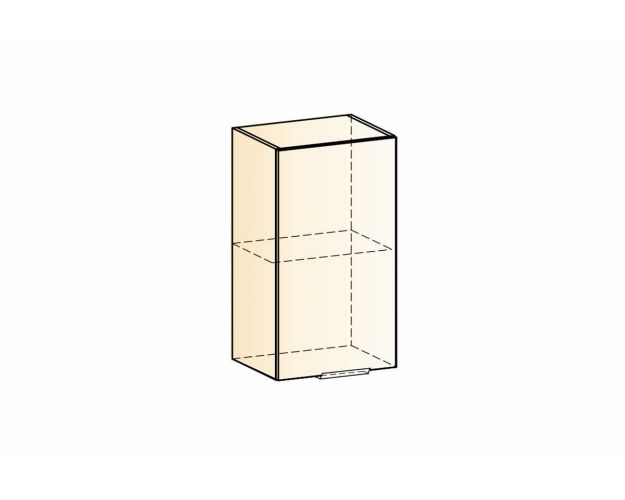 Стоун Шкаф навесной L400 Н720 (1 дв. гл.) (белый/изумруд софттач)