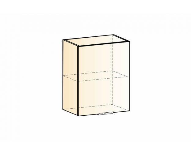 Стоун Шкаф навесной L600 Н720 (1 дв. гл.) (белый/изумруд софттач)