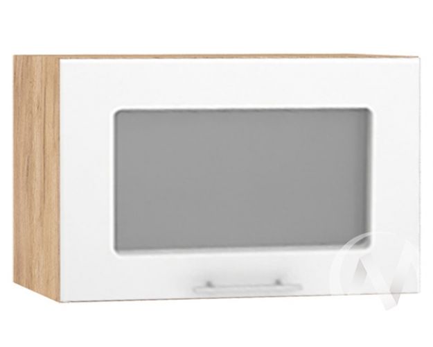 Шкаф со стеклом Валерия-М ШВГС-500 (Белый глянец/Дуб Крафт Золотой/верхний/горизонтальный)