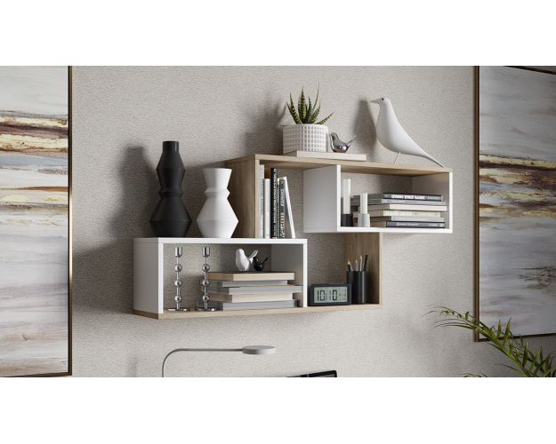 Полка настенная тип 4 (Дуб сонома/Белый) Полка настенная тип 4 (Дуб сонома/Белый)