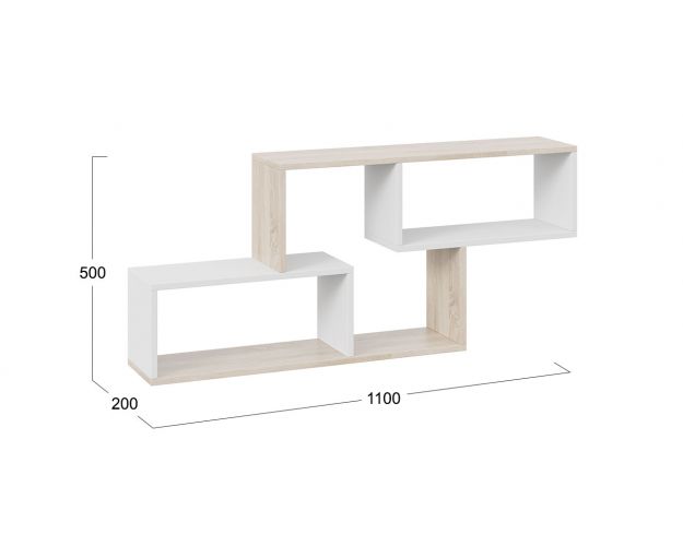 Полка настенная тип 4 (Дуб сонома/Белый) Полка настенная тип 4 (Дуб сонома/Белый)