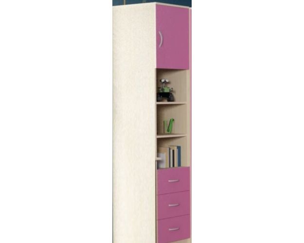 Шкаф-пенал №1 (полуоткрытый) Молочный дуб/Розовый